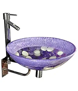 Lucky Wash Basin with Tap and Stand (Standard Size, Violet Blue Mix)