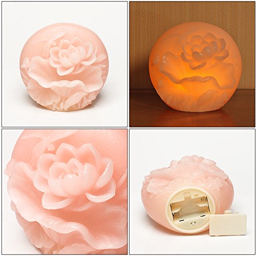 Lotus kerze Lotuskerze Flammenlose Kerze, Lotus Form des flammenlos Echtwachs Elektronische LED Kerzen mit Timer (Geprägte Rosa Lotus) (Lotus) - 7