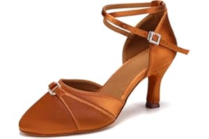 YCALCP Scarpe da Ballo Chiuse Donna Latino Punta Chiusa Tango Performence Scarpe da Ballo Latino Tacco 7,5cm