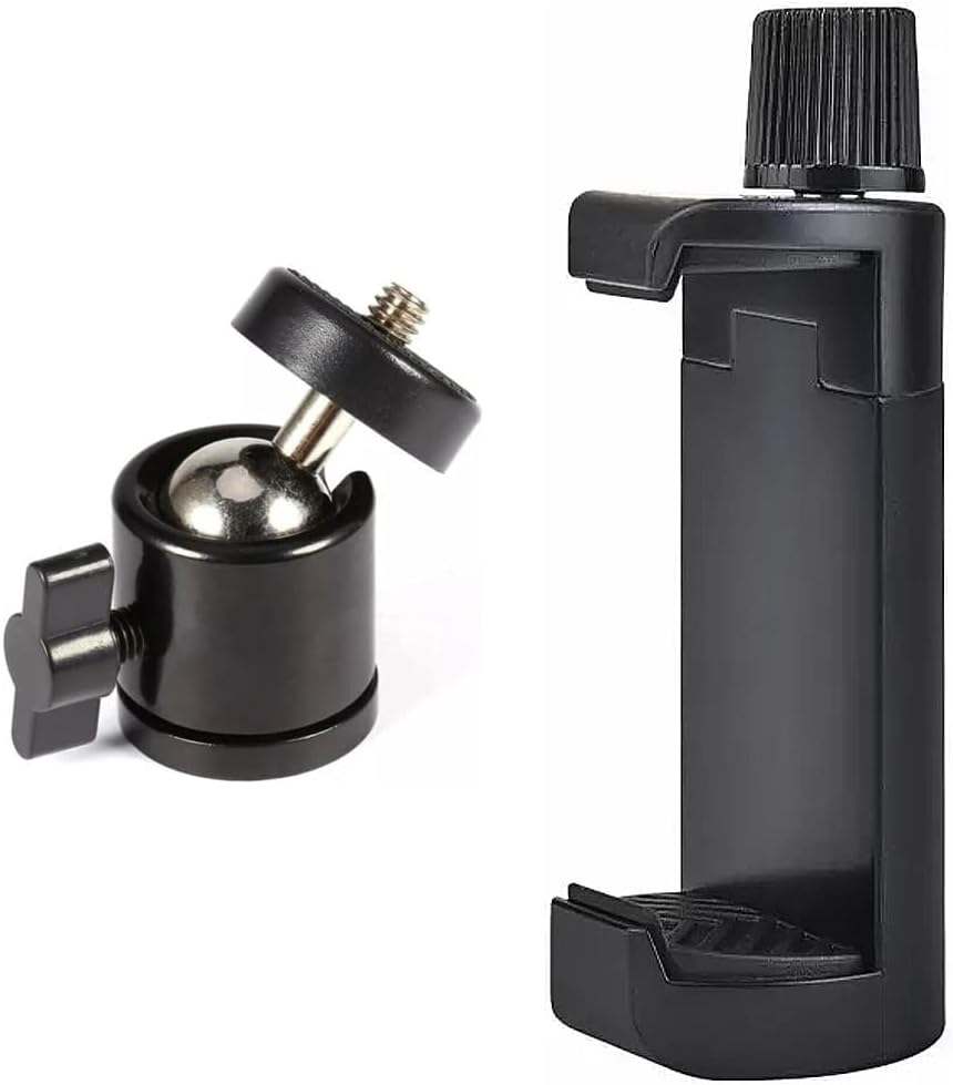 Coverzone Telefon Tripod Tutucu Başlık + Tripod 90° Yönlendirme Aparatı 360 Derece Dönebilen Başlık Tüm Tripodlara Uyumlu Metal Mafsal Aparatı