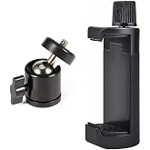 Coverzone Telefon Tripod Tutucu Başlık + Tripod 90&deg; Y&ouml;nlendirme Aparatı 360 Derece D&ouml;nebilen Başlık T&uuml;m Tripodlara Uyumlu Met