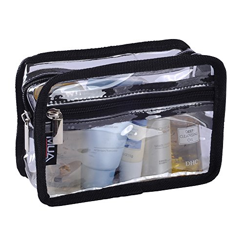 MUA LIMITED Easy to Clean Makeup Storage Bag Cosmetic Organiser with Secure Zipper, Black Trim