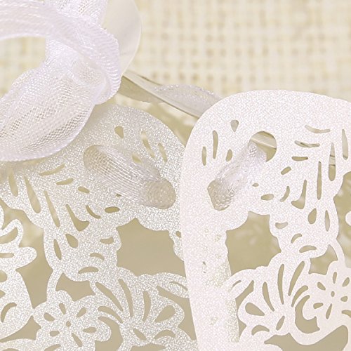 25 x ivory weiß Laser Cut Hochzeit Taufe Gastgeschenk Geschenkbox Kartonage Schachtel Bonboniere Box Hochzeit Dekoration Hochzeitsdeko Tischdeko - 5