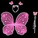 Produktbild Kasit 3Pc gesetztes reizendes Partei-Kostüm-Prinzessin-Mädchen-Kind-Schmetterlings-Flügel-Stab-Stirnband-feenhaftes Weihnachtskostüm - Rosa