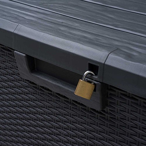 TOOMAX Nevada 120 Liter Langlebig witterungsbeständig Mehrzweck-Kompakt Indoor/Outdoor Rattan Finish abschließbar Aufbewahrungsbox