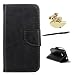 Produktbild Microsoft Lumia 550 Hülle, Nokia N550 Schutzhülle Leder Hülle, Alfort 3 in 1 Flip Wallet Fashion Design Dual Use Falten Premium PU Leder Tasche Case Cover Folio Mappen Kasten Abdeckung für Microsoft Lumia 550 / Nokia N550 4.7" Smartphone Funktion Unterstützte Telefone ( Schwarz ) + Netter Staub Stecker + Alfort Schwarz Stylus Pen