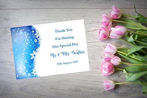 Personalised Wedding Thank You Cards with Matching Envelopes Pack Of 10 Winter Snowflake TY130