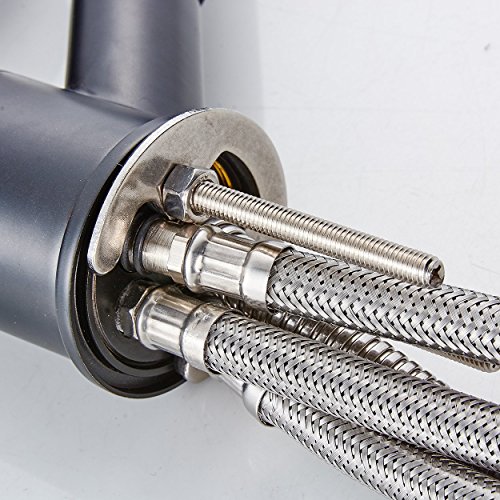 Fapully Küchenarmatur Küche Wasserhahn Ausziehbar Messing Schwenkbar Spültischarmatur Chrom Schwarz - 5