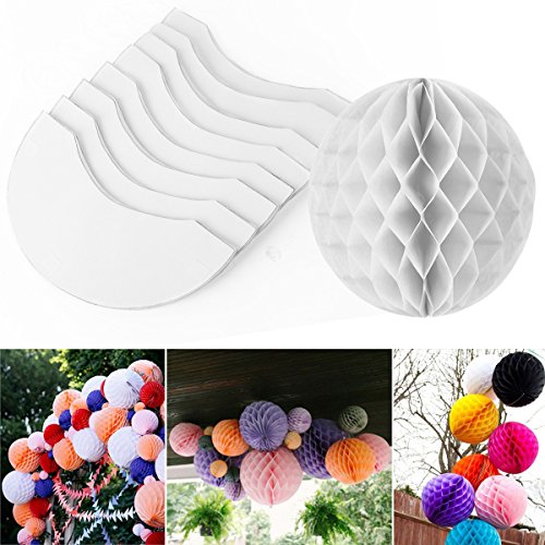 8er Weiss Papier Wabe Wabenball Kugel PomPom 25cm Hochzeit Party Taufe Garten Wohnung Deko