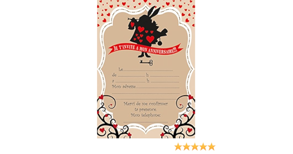 10 Cartes Invitation Anniversaire Les Aventures D Alice Au Pays Des Merveilles Amazon Fr Cuisine Et Maison