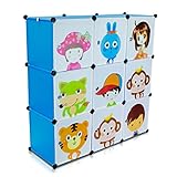 VENKON - Kinderzimmer Steckschrank DYI Steckregal System Regalschrank: 9-Module-Set, blau