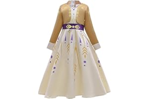 OBEEII Princesse Déguisement Reine des Neiges Fille Cosplay Costume Enfant Robe de Carnaval Soirée Halloween Fêtes Noël Anniversaire Cérémonie 4-14 Ans