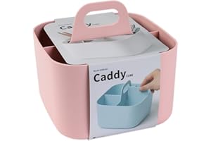 BLUE GINKGO Multipurpose Caddy Organizer - Stackable Plastic Caddy with Handle | Desk, Makeup, Dorm Caddy, Classroom Art Organizers (Made in Korea) - Pink