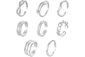 EIYVPRA 8 Pcs Anneaux d'orteil pou Femmes Toe Rings Bague de Jointure Anneau de Doigts réglable Bande Anneau Fleur Filles Ensemble Bijoux de pied