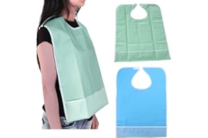 Nuolux Bavaglino impermeabile per adulti per proteggere i vestiti, bavaglino per anziani, disabili (verde chiaro).