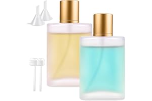 OUTALIZ Boccette Profumi Vuoti, 2 Pezzi Flacone di Ricarica per Profumi, 100ml Vetro Bottiglia Spray, Contenitore Spray Vuoto, Portaprofumo Da Viaggio, Atomizzatore Con Imbuti(Coperchio D'oro)