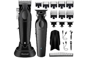 KEMEI Set tagliacapelli professionale e tagliacapelli, senza fili, per uomo, rasoio elettrico da barbiere, kit di taglio per capelli ricaricabile, tagliacapelli con lama a T, KM-2296, KM-2299