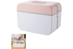 Jiakalamo Medicine Storage Box, Family Medicine Cabinet with buckle lock, Double Layer First Aid Box for Home Outdoor(Pink,size:31x20.5x23cm)