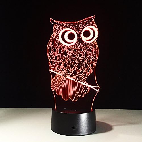 RunFar 3D Night Light,Illusion Lamp owl Lamp 7 Color Change Best Gift Night Light LED Furnish Desk Table Lighting Home Decoration Toys