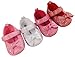 MiniFeet Baby Girls Party Shoes / Christening Shoes / Wedding Shoes, Silver 6-12 Months