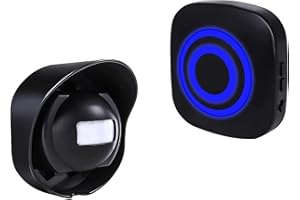 HommyFine Motion Sensor Alarm Detector, Wireless Visitor Door Entry Chime Alart with PIR Motion Sensor Detector and Plug-in Receiver for Business Home Office or Shop