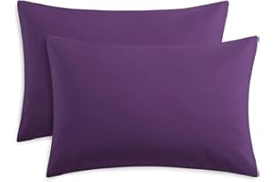 RUIKASI Housewife Pillowcases 2 Pack - Purple Standard 50x75 cm Pillow Cases Set of 2 with Envelope Closure, Pair of Microfiber Plain Pillow Cover, Soft and Wrinkle-free