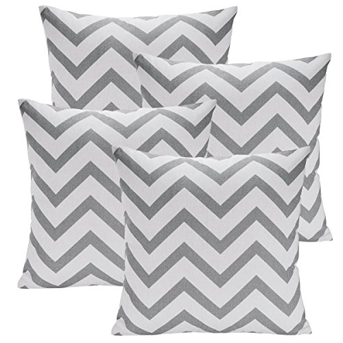 Avanzza 4er-Set Kissenhülle / Kissenbezug 40x40 cm in Grau für Kissen, Sofakissen / Sofa Kissen und Dekokissen / Deko Kissen aus der Linie Decor Chic