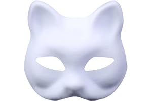 MYBOO Therian Mask, DIY Katzenmaske Fuchsmaske Leere Bemalbare Masken zum Bemalen Kinder, Leere Cat Mask Maskerade DIY Farbe, Weißes Papier Persönlichkeit Halloween Karneval Cosplay Unbemalte Stütze