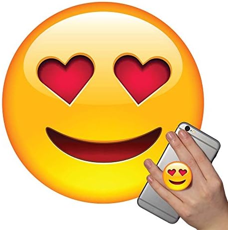 Emoji Pop Phone Socket Holder Grip Accessory Expanding Stand Mount Bracket for iPhone Mobile iPod iPad Samsung Galaxy Tablet Android Smartphone Prime for Girls for Boys White Black Rose Gold Marble Fun (Heart Eyes)