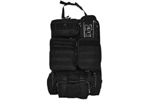 JSCARLIFE Universal Tactical Car Seat Back Organizer,Hanging Vehicle Protector Organizers with 5 Detachable Pouches Multi-Pockets Front Seat Back Organizer for Car Truck Vehicle (Black)