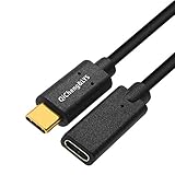 Conector USB tipo C enchapado en oro: el conector enchapado en oro es duradero, el cable de extensión USB C con tipo C 3.1 USB para hombres y mujeres puede proteger el puerto USB C para evitar conexiones y desconexiones repetidas.