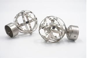 THE POLES & BLINDS OUTLET 28mm Diameter Curtain Pole Finials Ends - Retro Salvage Design - Satin Steel - Pack of 2