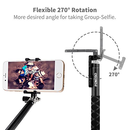 FONESO Bluetooth Selfie Stick with Tripod for Smartphone Camera Black