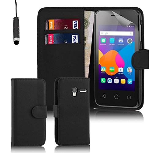 32nd   Funda Flip Carcasa de Piel Tipo Billetera para Alcatel Pixi 4  6   Pantalla de 6 pulgadas  version 3G SOLO  Ref del modelo empieza por OT-8050  con Tapa y Cierre Magn  tico y Tarjetero - Negro