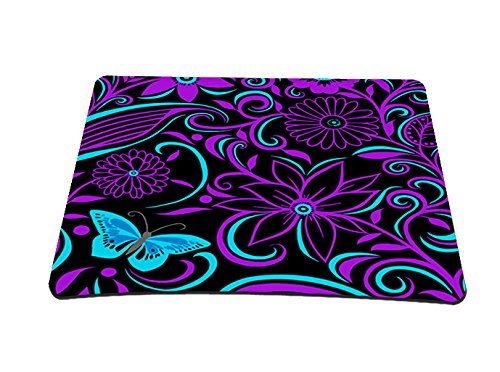 Silent Monsters Gaming und Office Mauspad 24 x 20 cm, Mousepad Design purple flowers