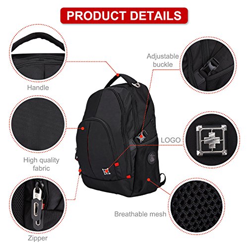 XY Life Laptop Rucks  cke Daypack Schulrucksack Backpack Multifunktion Leichter  f  r Herren M  nner Schul Outdoor Wandern Reisen  30L 15 Zoll  Schwar