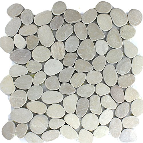 Preisvergleich Produktbild Fluss Kiesel Stein Mosaik Fliesen Pebble Tan Ocker Gesägt