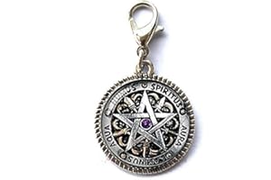 GUANGZHOUSHUJIANWANGLUOKEJI Wiccan Pentagram Protection Jewelry Black Magick Pagan PentagramJewelry Friend Gift Bracelet Pendant Zipper Pull Charm with Lobster Clasp Art Photo Zipper Pull Jewelry