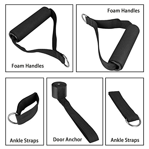 CUXUS Resistance Bands Widerstandsband Set- 5 Widerstandsbänder aus Latex, Griffe,Türanker & Fußschlaufen- Gymnastikband Trainingsbänder Fitnessbänder Expander für Ganz-Körper-Workout Yoga Pilates - 9