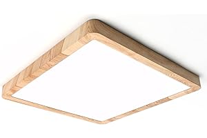 LVL LED Panel Light, 24W Wood Grain Flat Square Nordic Flush Led Ceiling Light for Bedroom Living Room Kitchen Bathroom Lights (24W)