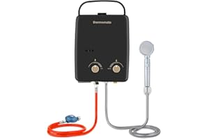 Gas-Wassererhitzer, ThermoMate AZ132B-DE 5L Tragbarer Propan-Wassererhitzer, 50 mbar Tankloser Gas-Durchlauferhitzer für Duschen im Freien, Pferde, Camping, Wohnmobil