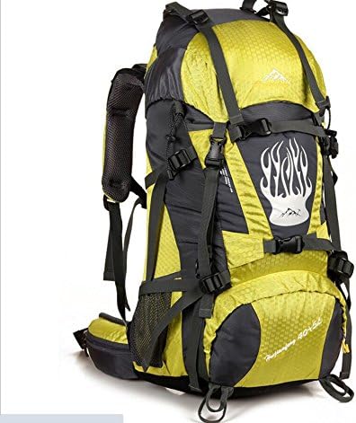 LQABW Outdoor Travel Hiking Men And Women Shoulder Waterproof Sports Backpak Bag 60L,Yellow