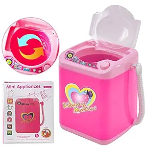 The Bling Stores Mini Simulation Washing Machine for Children Play Cute Cosmetic Powder Puff Sponge Cleaner Washer Tool