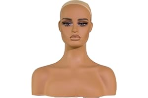 JINGFA Half Body Mannequin Head with Shoulders Realistic Display and Styling for Wigs, Jewelry, and Clothing