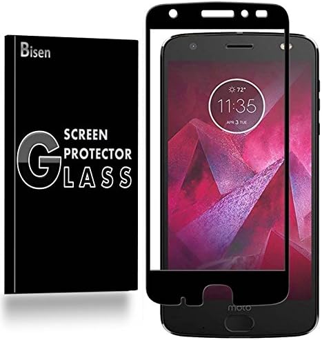 Motorola Moto Z2 Force Edition (2017 Release) Screen Protector FULL COVERAGE Tempered Glass [2-PACK BISEN], Edge-To-Edge, Anti-Scratch, Anti-Shock, Shatterproof, Lifetime Protection