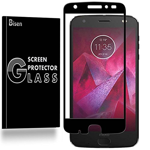 Motorola Moto Z2 Force Edition (2017 Release) Screen Protector FULL COVERAGE Tempered Glass [2-PACK BISEN], Edge-To-Edge, Anti-Scratch, Anti-Shock, Shatterproof, Lifetime Protection