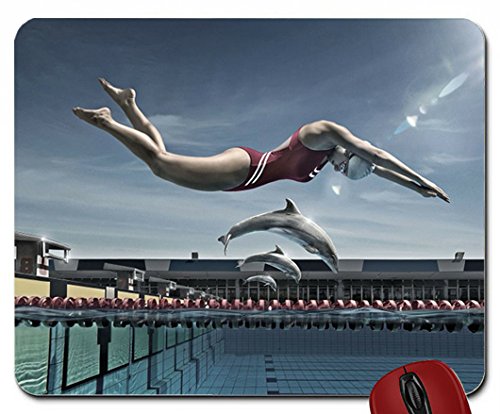 Frauen Fisch Delfine schwimmen Pools photomanipulation swimware 2020 x 1070 Tapete Maus Pad Computer Mauspad