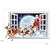 Produktbild CLOOM 3D Wandtattoos Weihnachtssticker 3D tapete Weihnachtsmann Rentier Schneeflocken Muster Removable Wandaufkleber Wand Aufkleber Removable Weihnachtswandaufkleber Home Decoration (Blau)