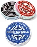 scho ka kola vollmilch Die runde Blechdose ist Kult und kommt neu mit der Schokoladen-Ecke auf der Dose.