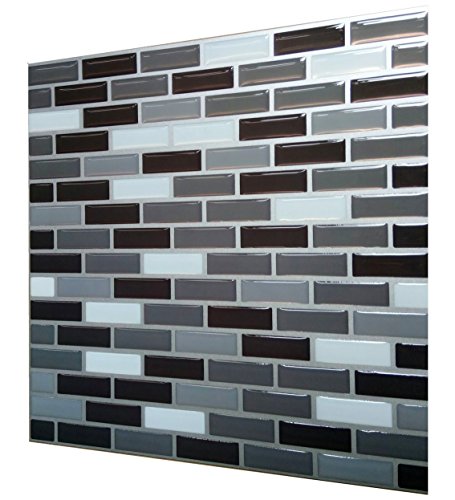 Wootile 4er Set Mosaik 3D Fliesenaufkleber selbstklebend 23 x 23 cm Küche Bad Wandaufkleber Fliesendekor Folie - 2